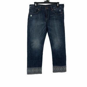 Lucky Brand Womens Blue Handcrafted Crop Jeans